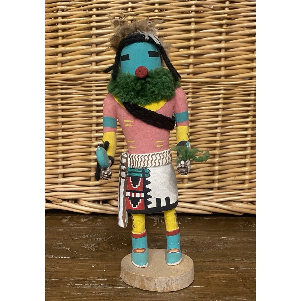Hopi Kuwan Heheya Kachina Hand Painted Signed KY 11"
